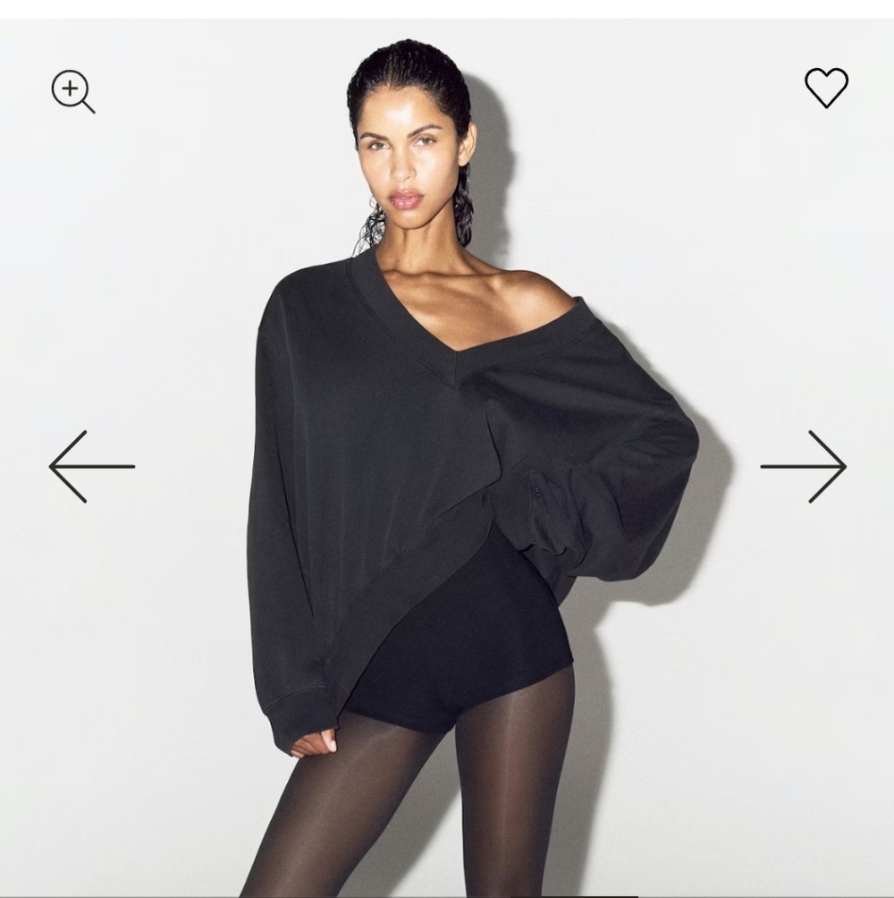 Skims Oversized Vneck Boyfriend Pull Over Washed Onyx Large And 2X